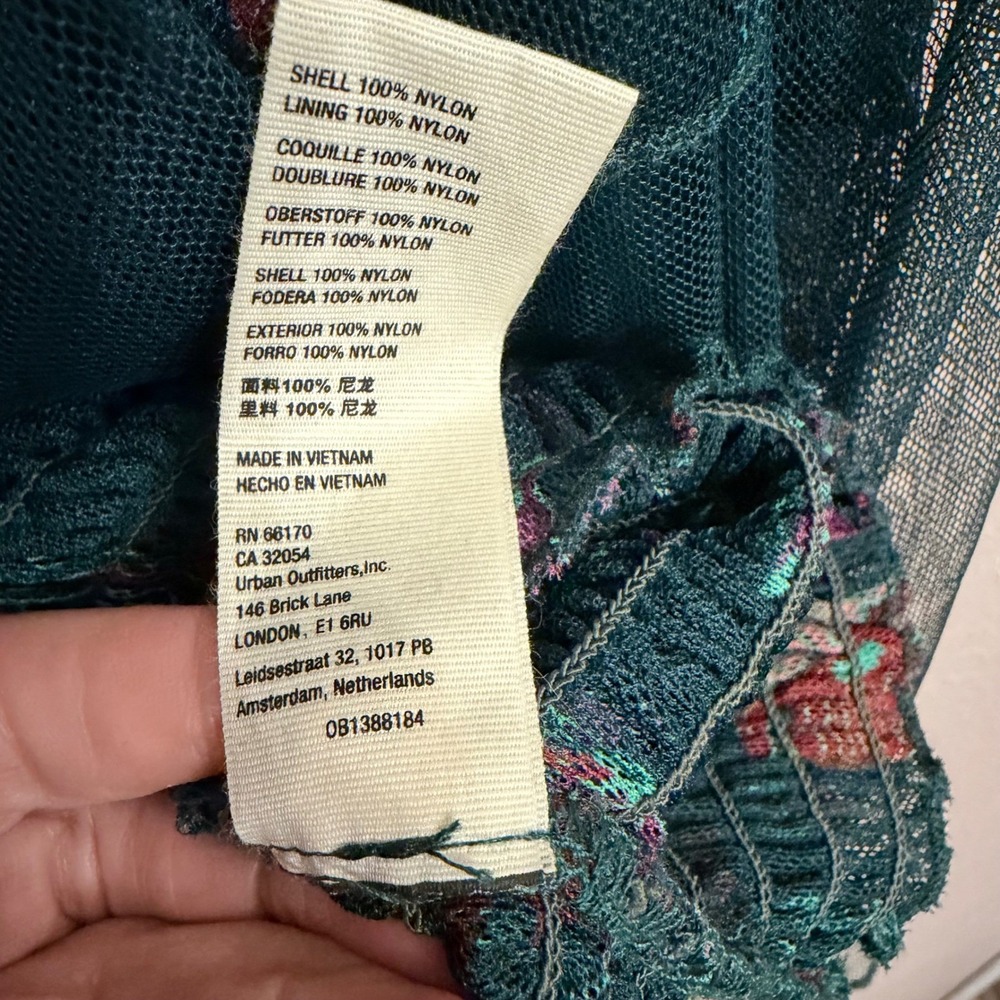 Free People Time For Shine Floral Mesh Whimsigoth Fairy Grunge Teal Green Large - Picture 6 of 11